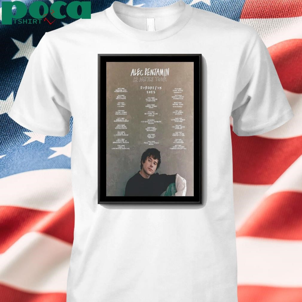12 Notes EU UK Tour 2025 Alec Benjamin Poster shirt