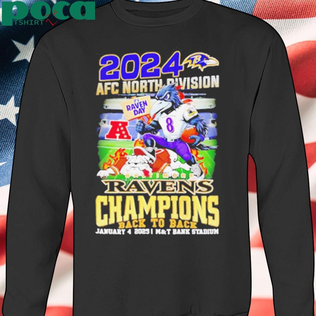 2024 AFC North Division Baltimore Ravens Champions back to back mascot shirt