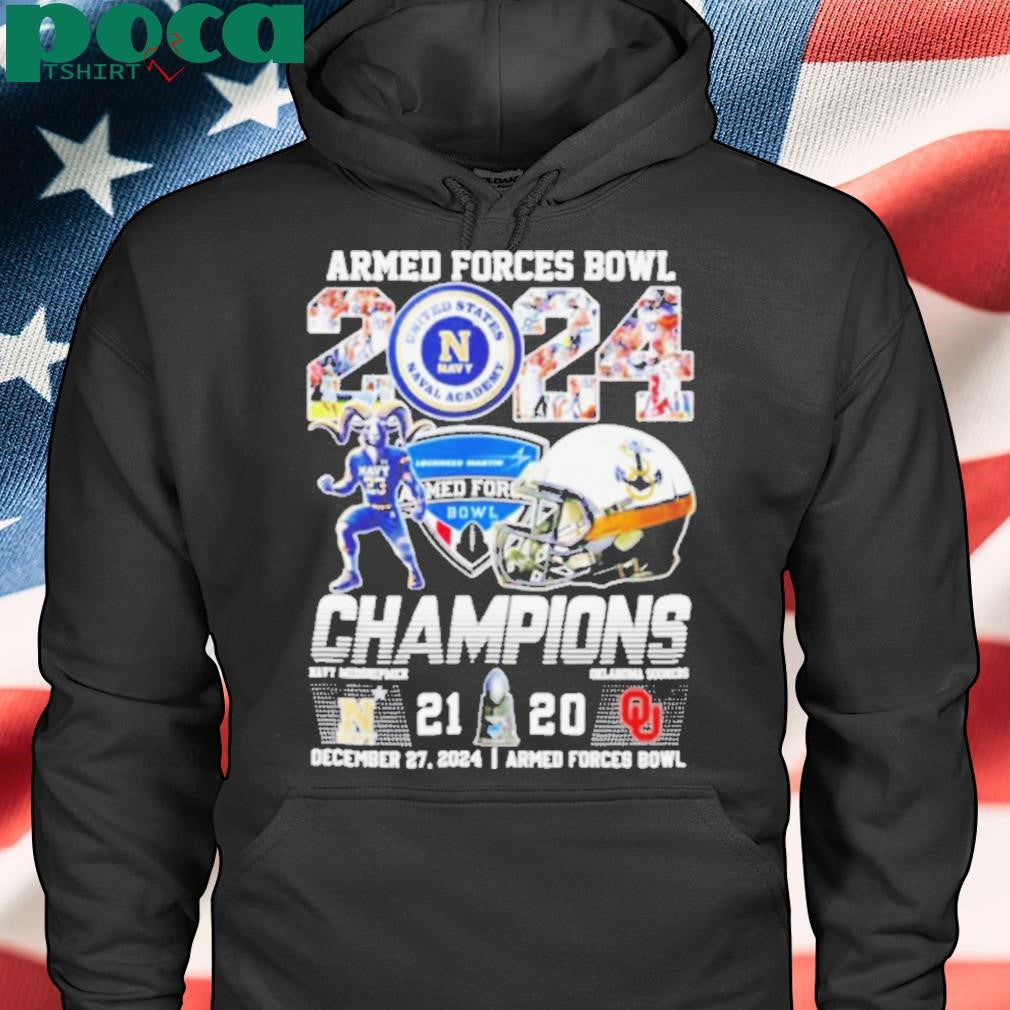2024 Armed Forces Bowl Champions Navy Midshipmen score helmet shirt