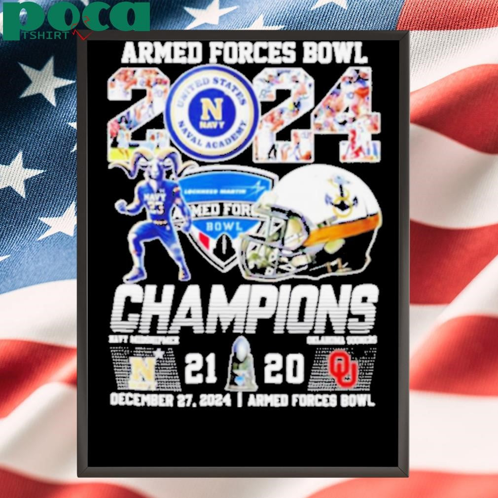 2024 Armed Forces Bowl Champions Navy Midshipmen score helmet shirt