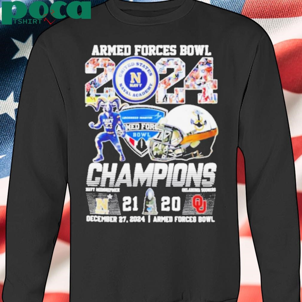 2024 Armed Forces Bowl Champions Navy Midshipmen score helmet shirt