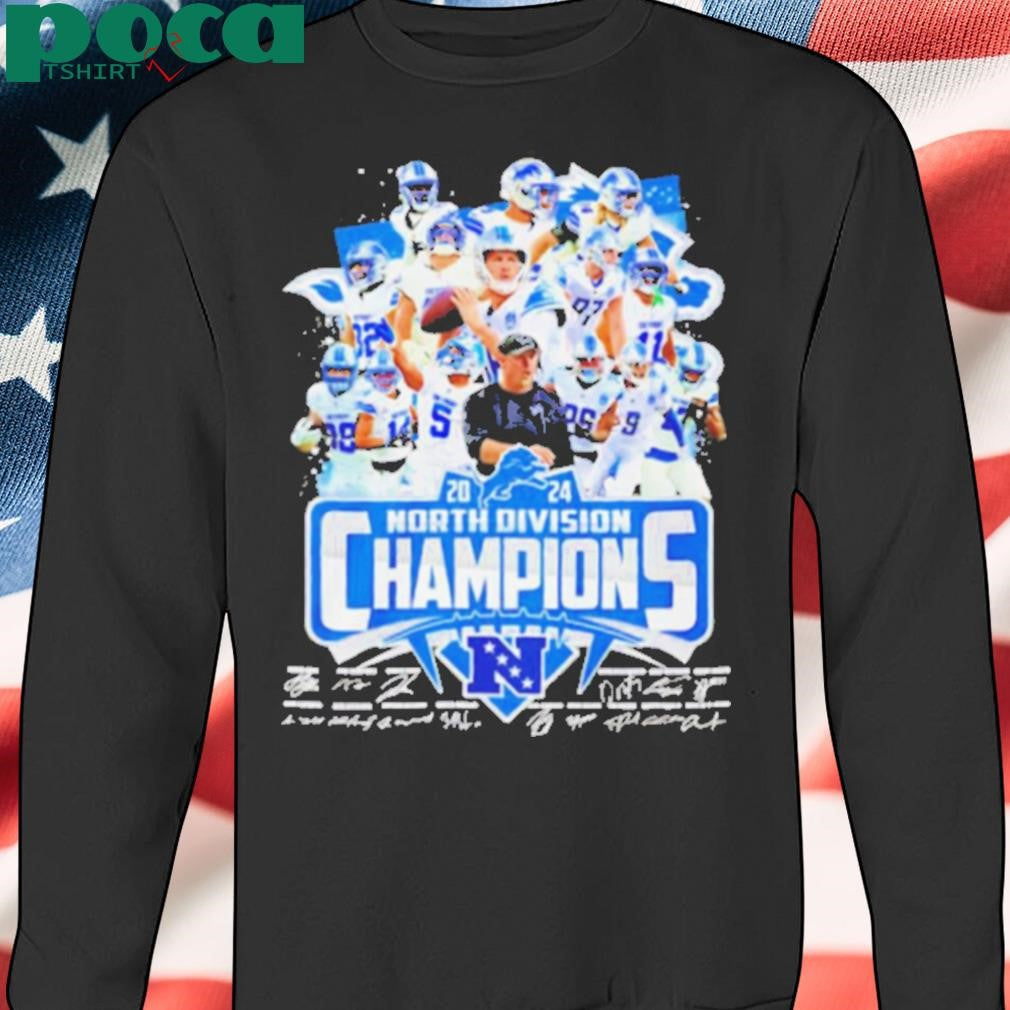 2024 North Division Champions Detroit Lions players signatures shirt