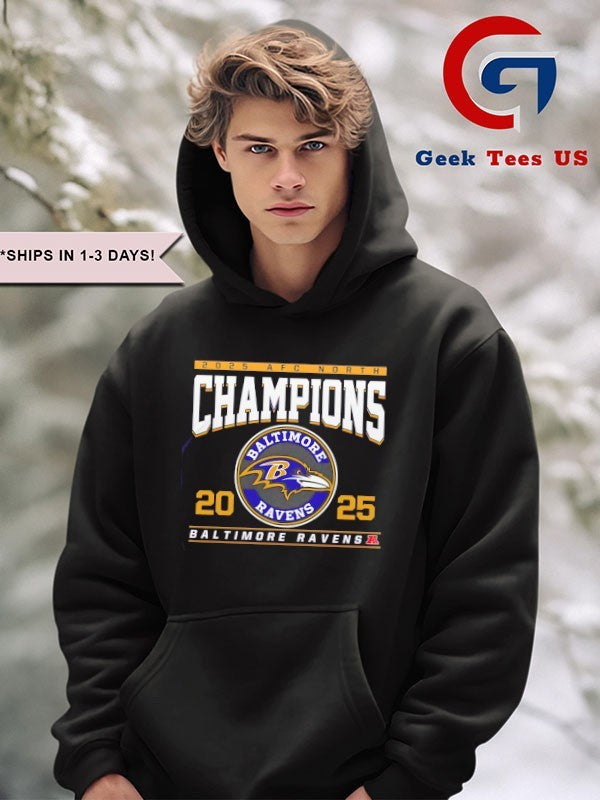 2025 AFC North Division Champions Baltimore Ravens logo T-shirt
