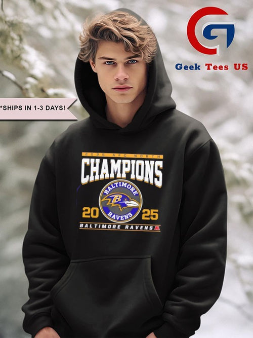 2025 AFC North Division Champions Baltimore Ravens logo T-shirt