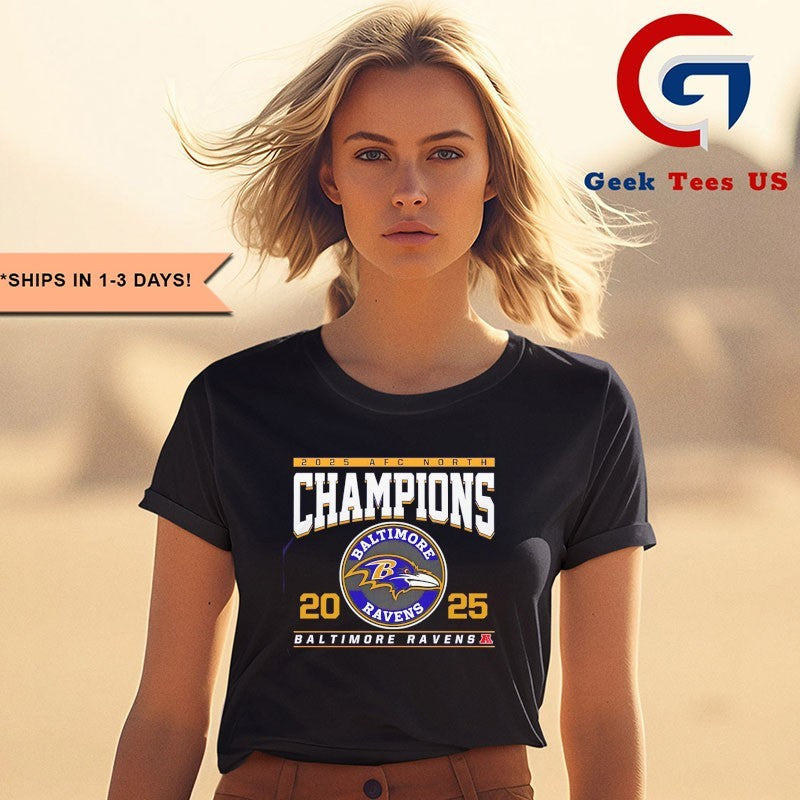 2025 AFC North Division Champions Baltimore Ravens logo T-shirt