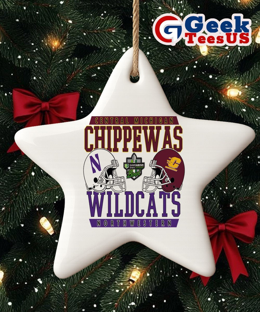 2025 GameAbove Sports Bowl Northwestern Wildcats vs Central Michigan Chippewas Central Michigan h2h Ornament