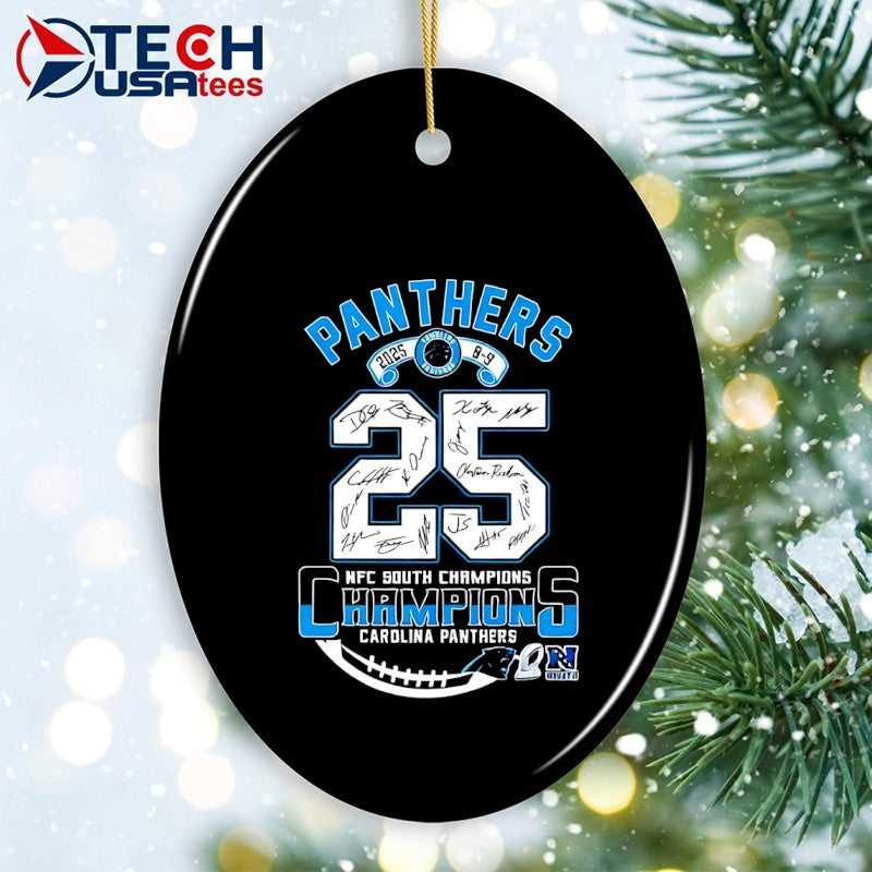 2025 NFC South Division Champion Carolina Panthers player signatures shirt