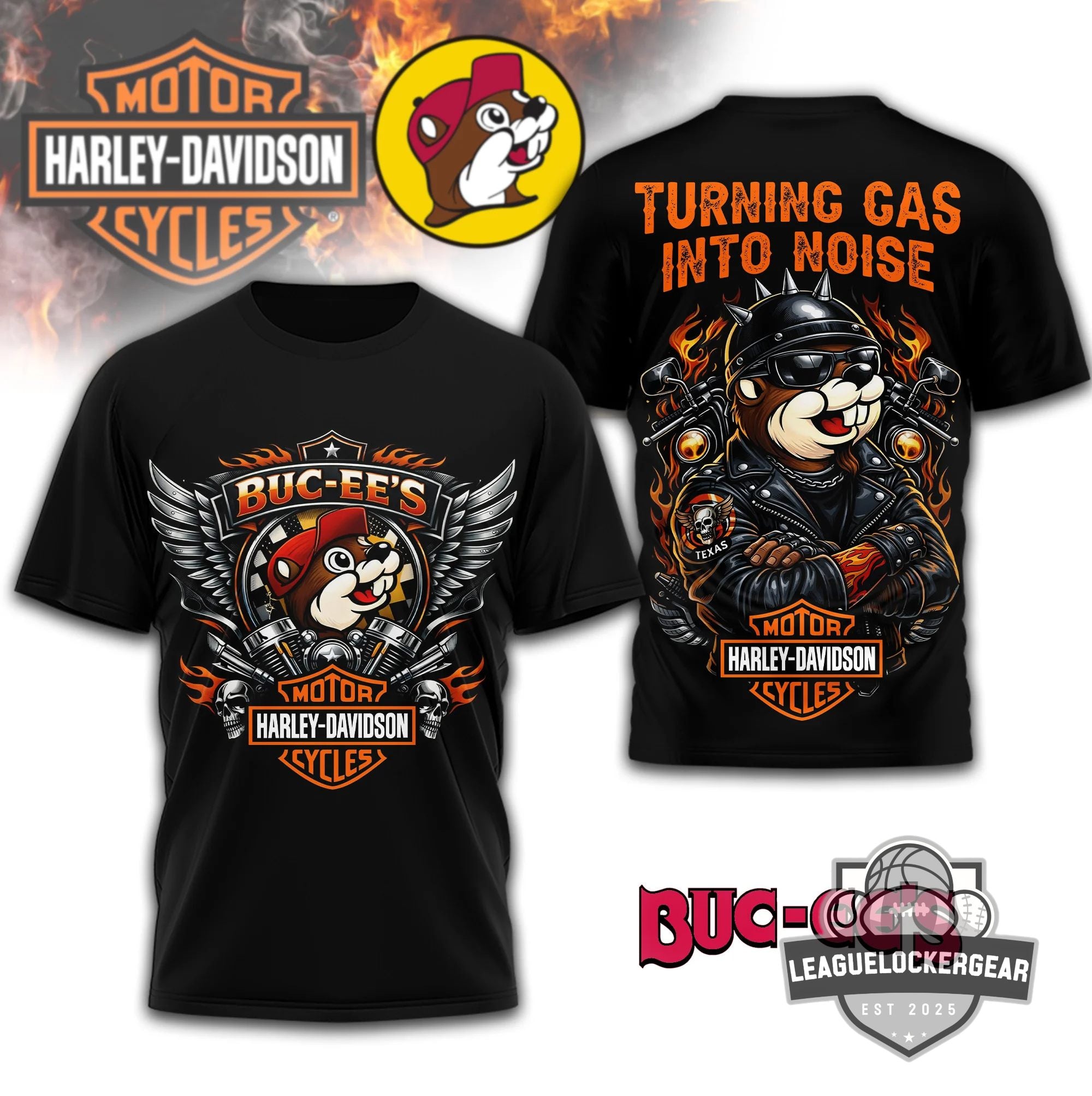Buc-ee’s Harley-Davidson Biker Turning Gas Into Noise T-Shirt