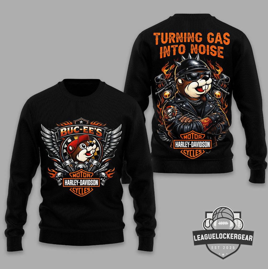 Buc-ee’s Harley-Davidson Turning Gas Into Noise Biker Sweatshirt