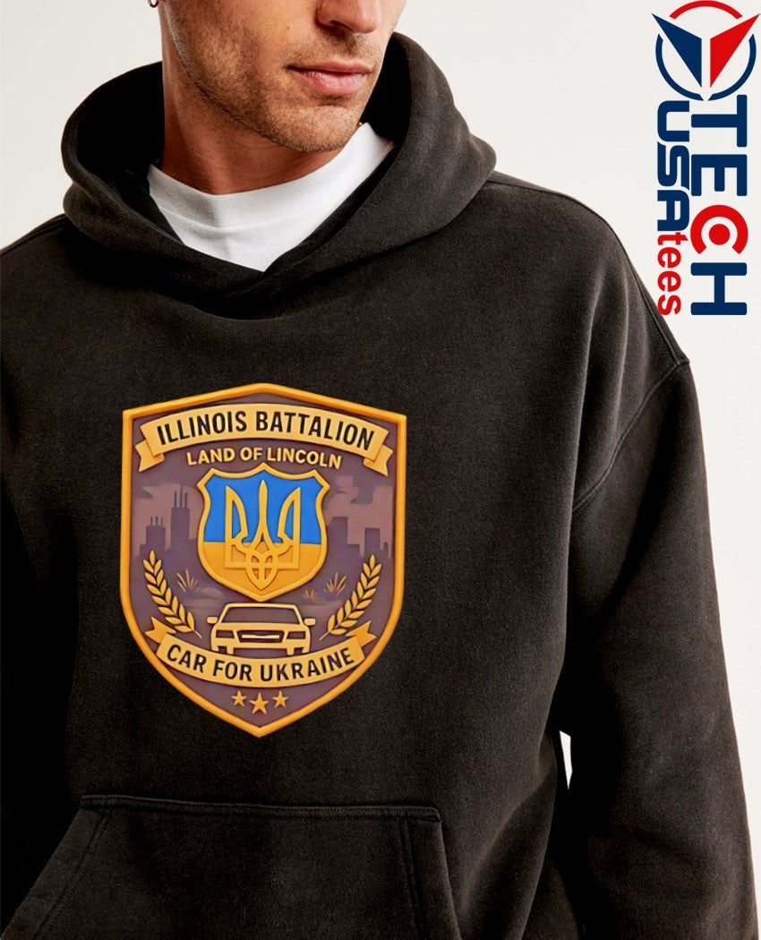 50 States Land of Lincoln Car for Ukraine Illinois Battalion logo shirt
