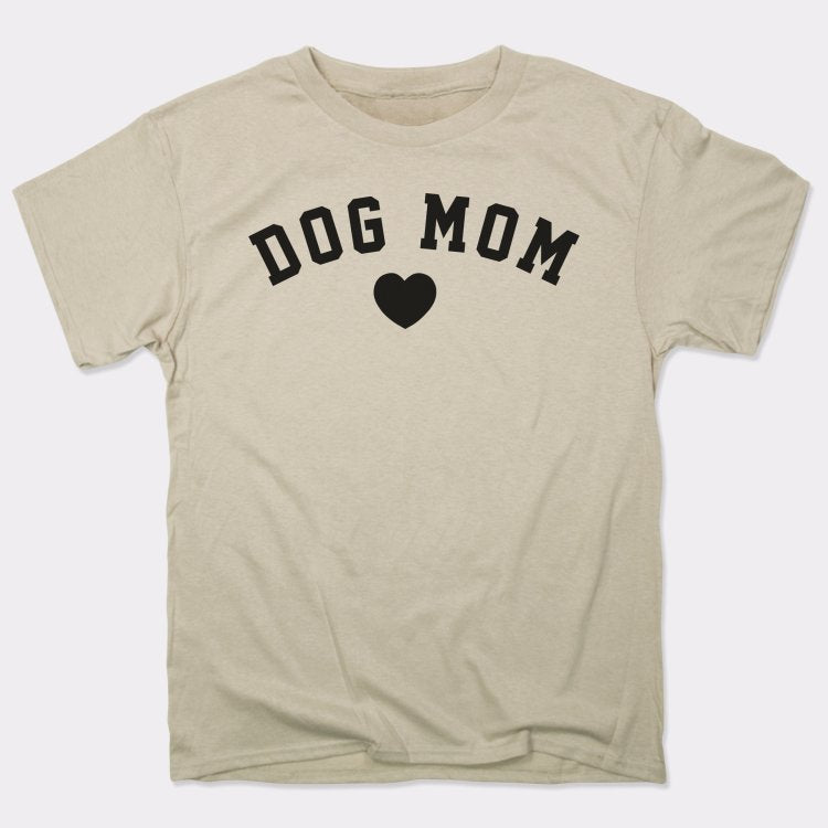 Dog Mom with Heart Varsity Text