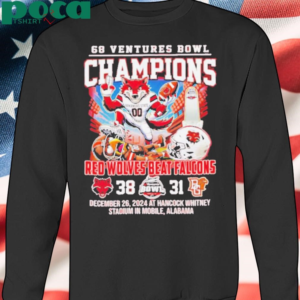 68 Ventures Bowl Champions Red Wolves beat Falcons score mascot shirt