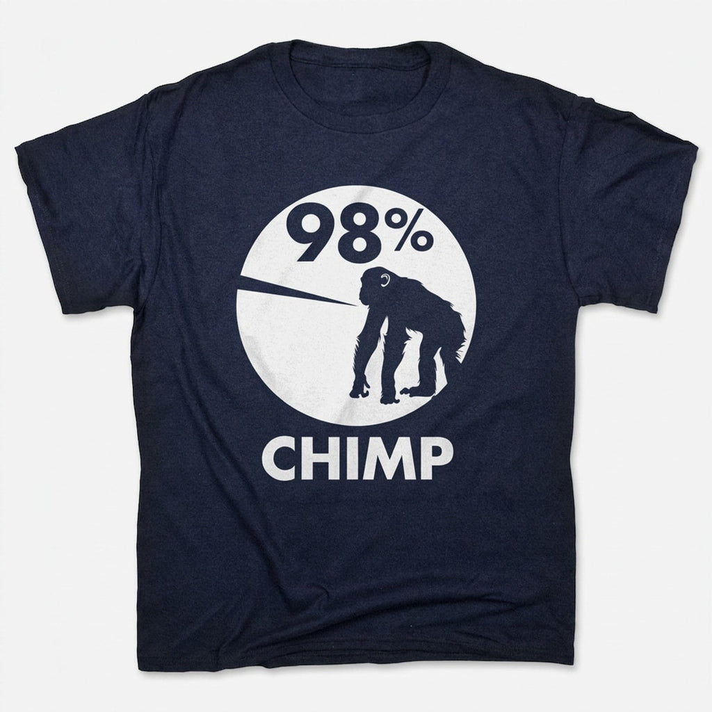 98 Percent Chimp DNA Pie Chart with Chimpanzee Silhouette