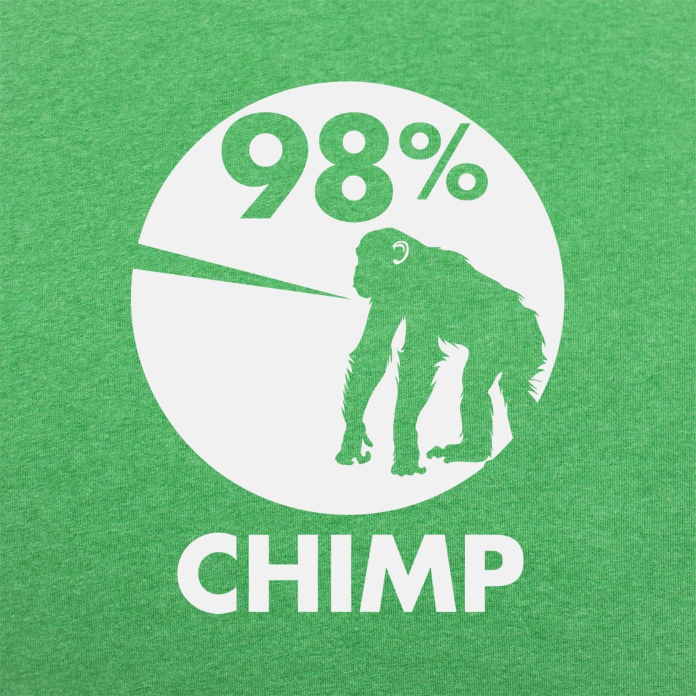 98 Percent Chimp DNA Pie Chart with Chimpanzee Silhouette