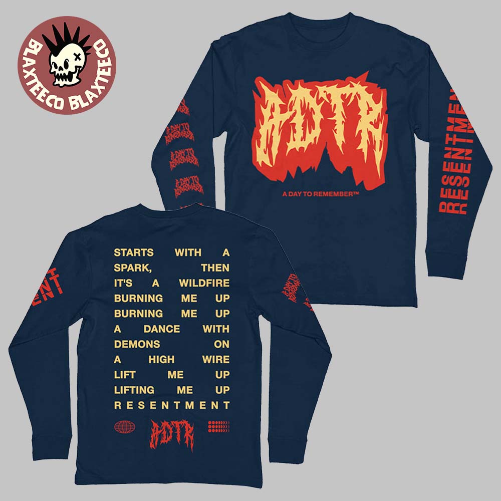 A Day To Remember You’re Welcome 5 Year Anniversary Merch Navy Resentment Long Sleeve Tee