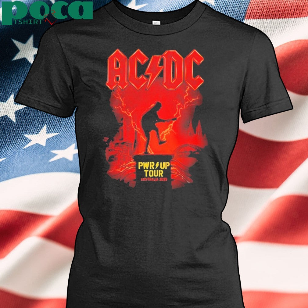 AC DC PWR UP Australia Tour 2025 Merchandise Tee With Dates List For November And December Two Sided Print Unisex T-Shirt