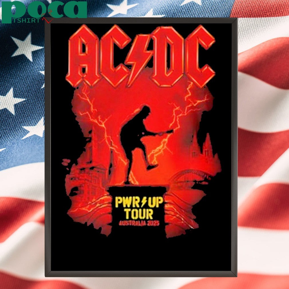 AC DC PWR UP Australia Tour 2025 Merchandise Tee With Dates List For November And December Two Sided Print Unisex T-Shirt