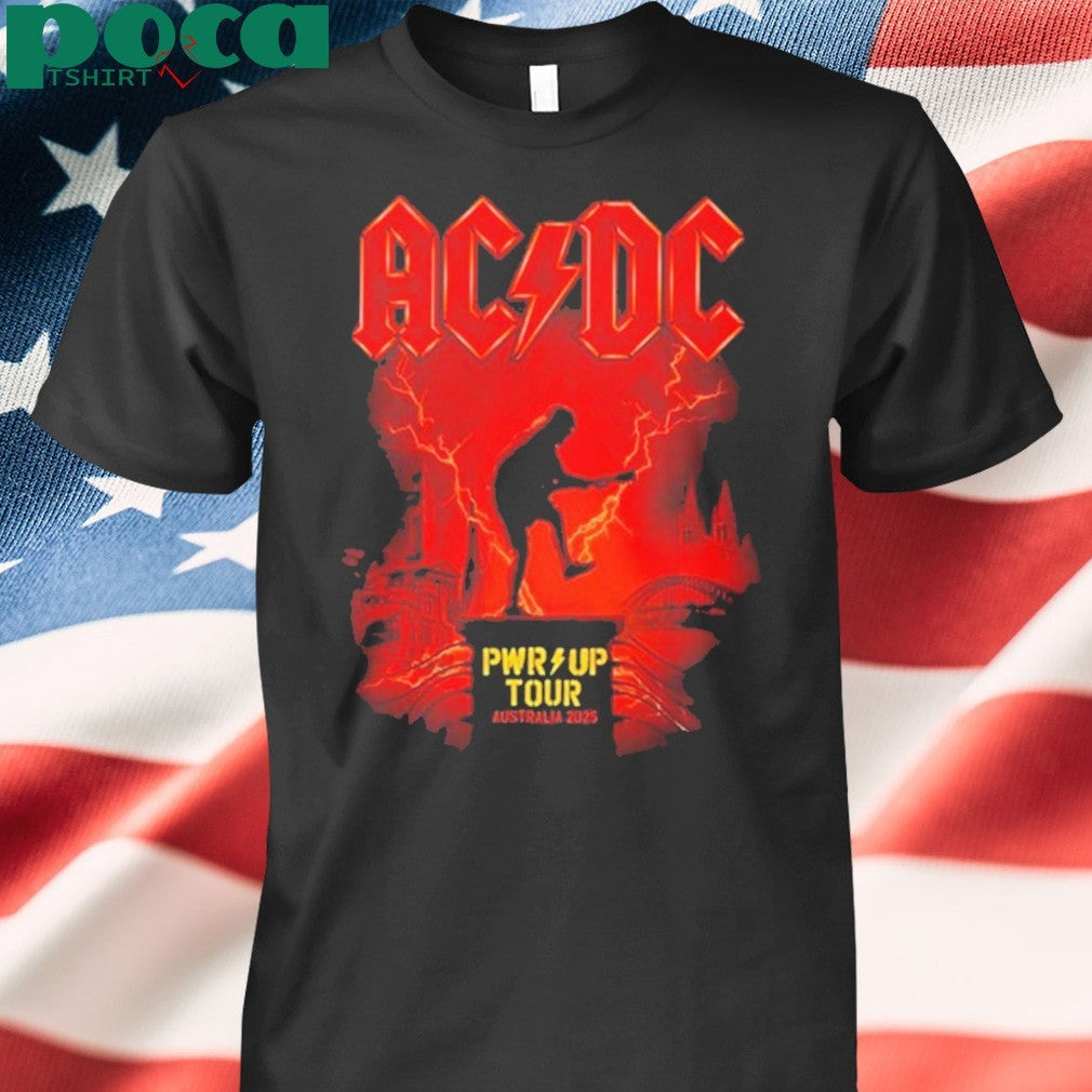 AC DC PWR UP Australia Tour 2025 Merchandise Tee With Dates List For November And December Two Sided Print Unisex T-Shirt