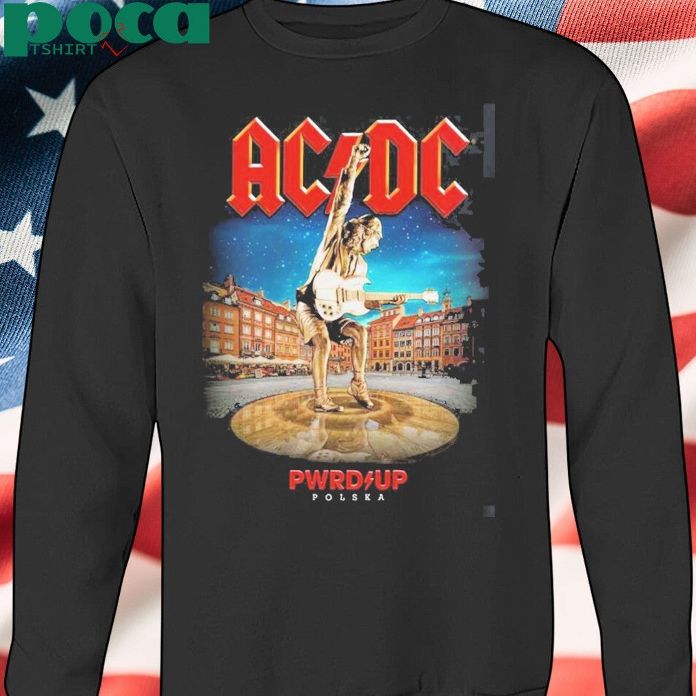 ACDC PWR Up Warsaw Polska 2025 Exclusive Merch Tee At PGE Narodowy On July 4 2025 Angus Young Statue Art shirt