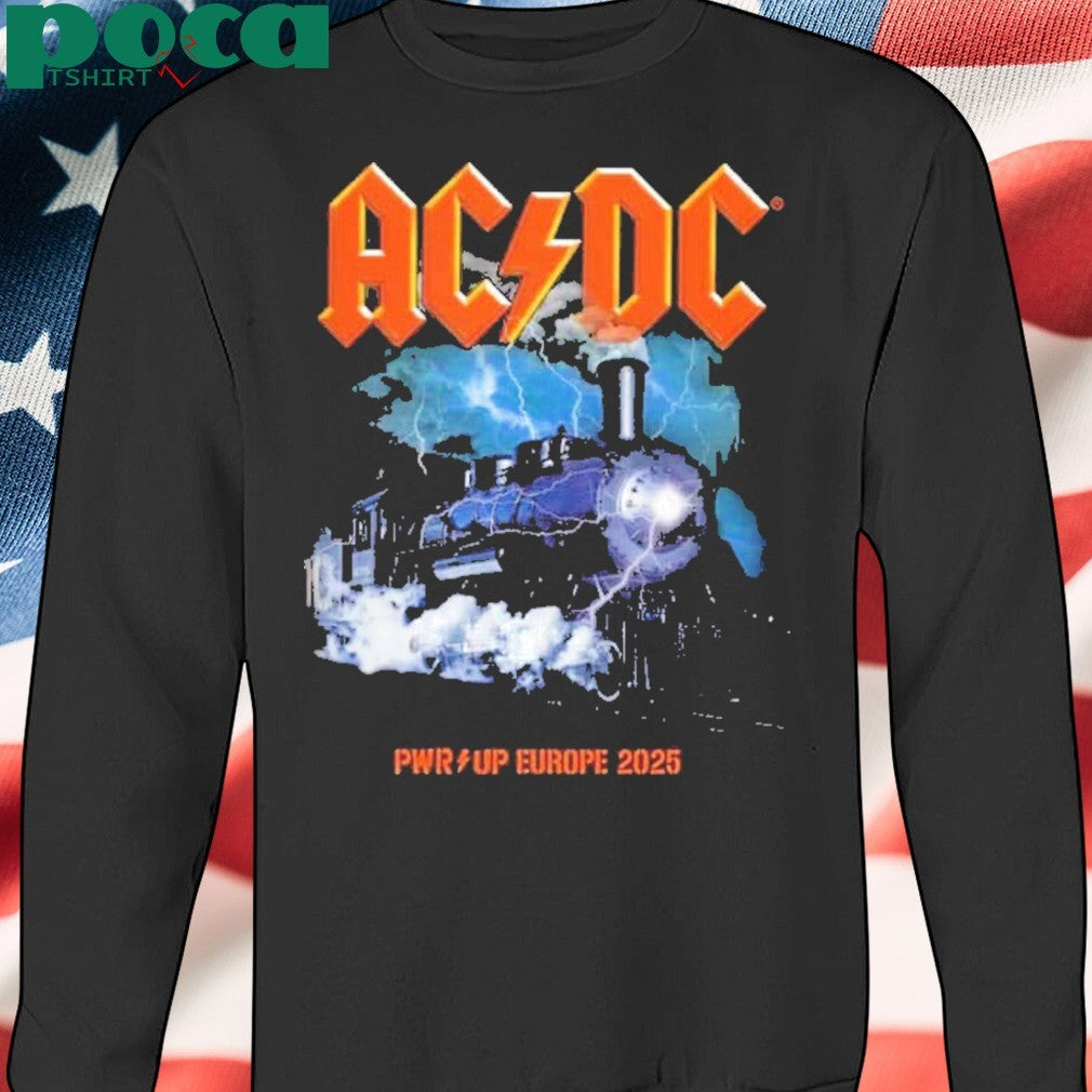 ACDC Rock N Roll Train Merch Tee PWR UP Europe Tour 2025 Dates List Two Sided Print Unisex T-Shirt