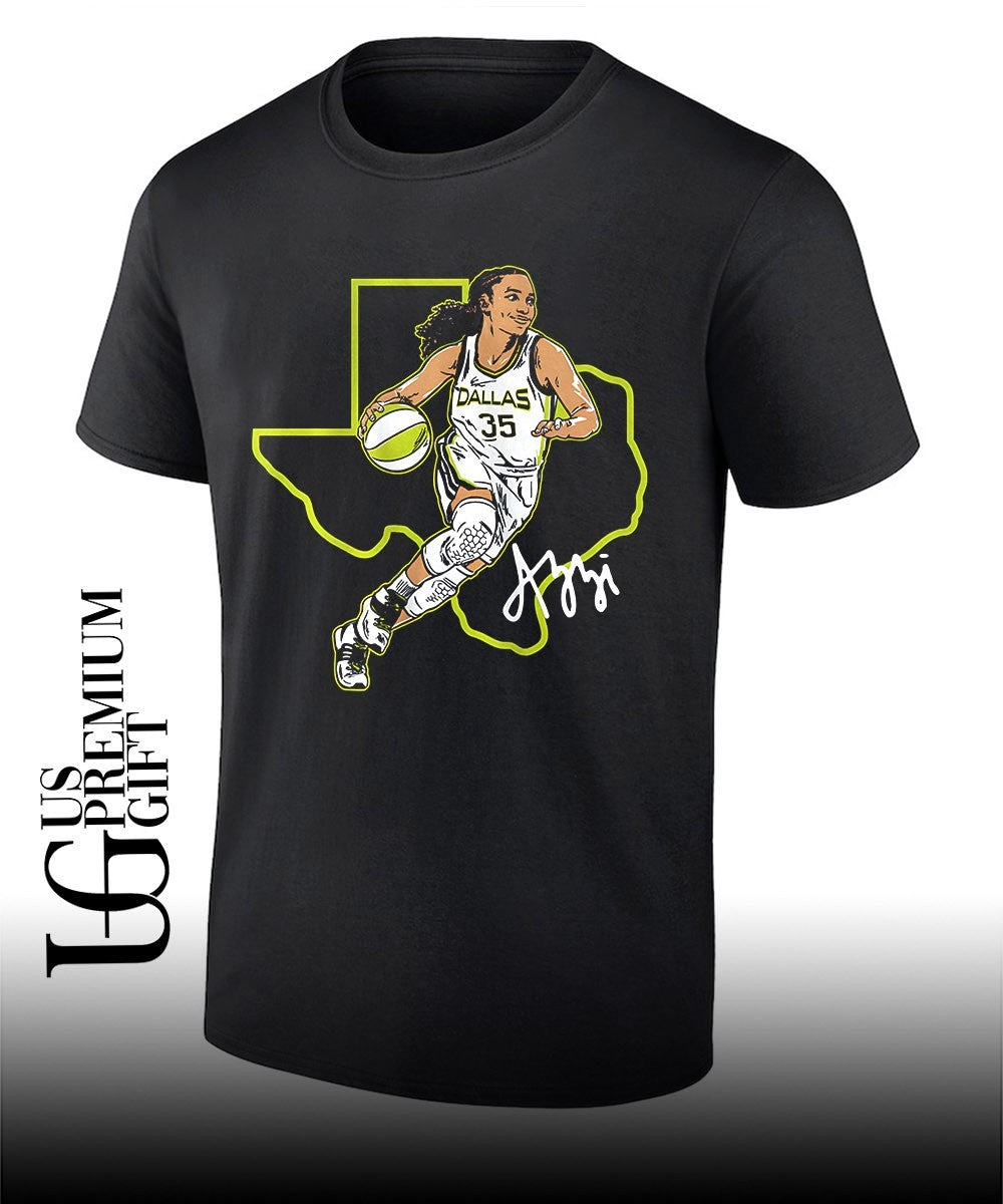 AZZI Azzi Fudd Dallas Wings dribbling basketball smiling 2026 WNBA shirt