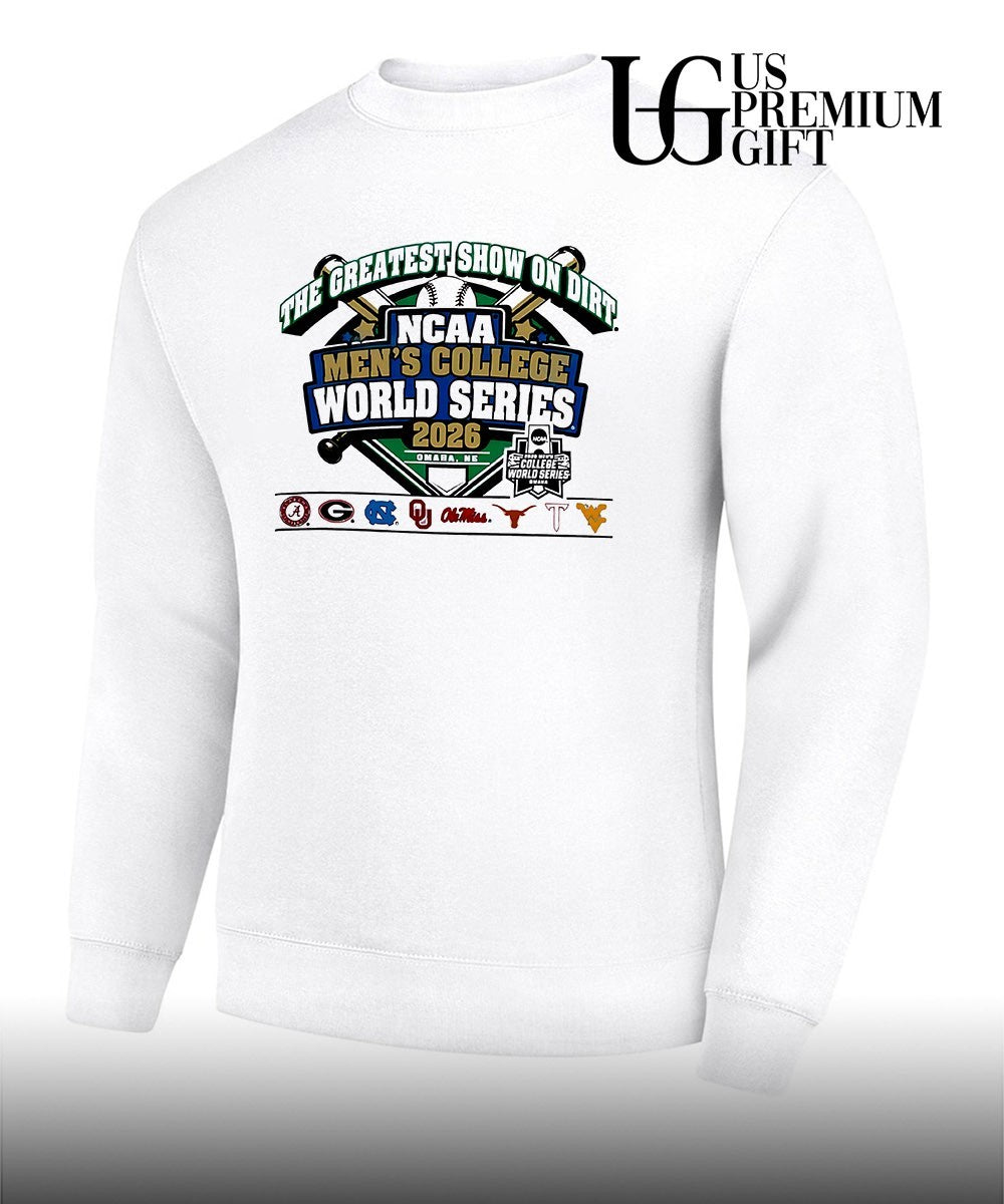 Alabama Georgia North Carolina Oklahoma Ole Miss Texas Texas Tech West Virginia NCAA Men’s College World Series 2026 The Greatest Show on Dirt shirt