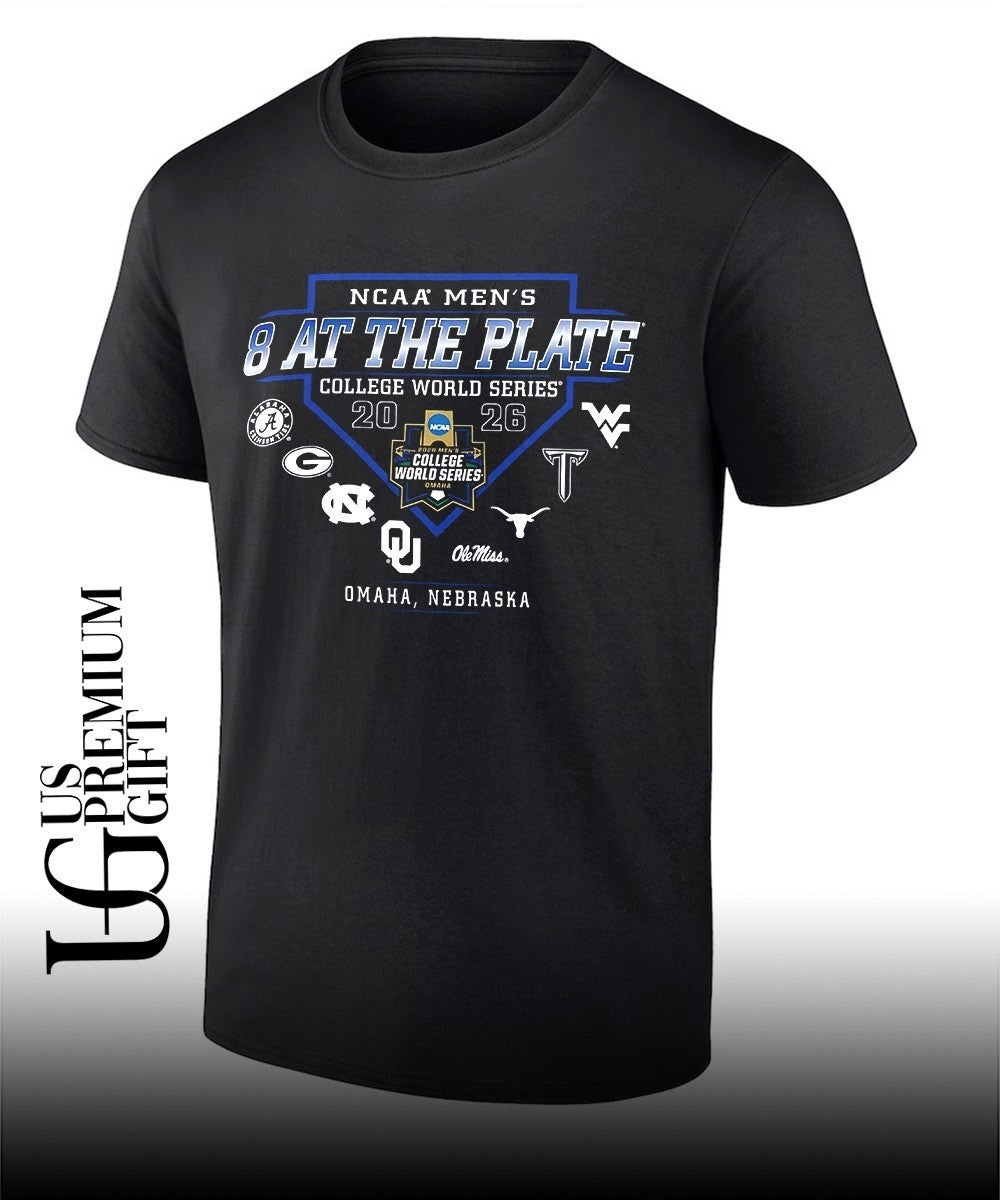 Alabama Georgia North Carolina Oklahoma Texas Troy West Virginia Ole Miss 2026 NCAA Men’s 8 at the Plate College World Series shirt
