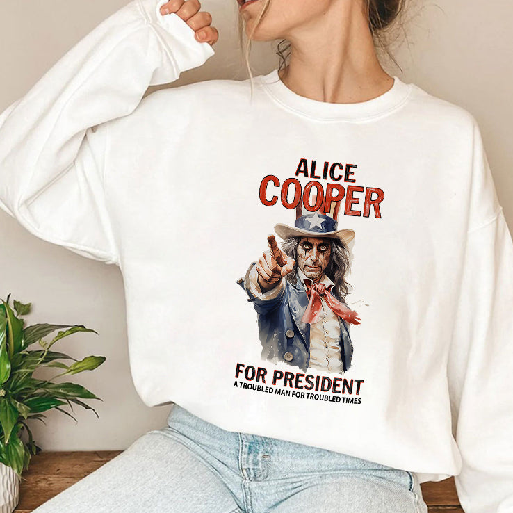 Alice Cooper For President T Shirt A Troubled Man For Troubled Times