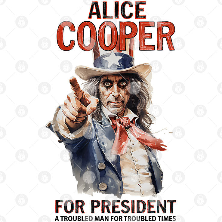 Alice Cooper For President T Shirt A Troubled Man For Troubled Times