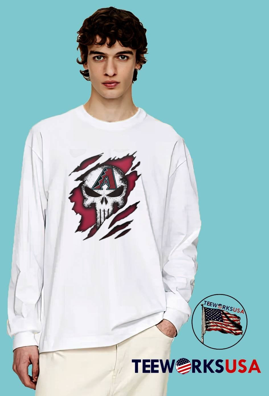 Arizona Diamondbacks Skull Ripped Through T-Shirt