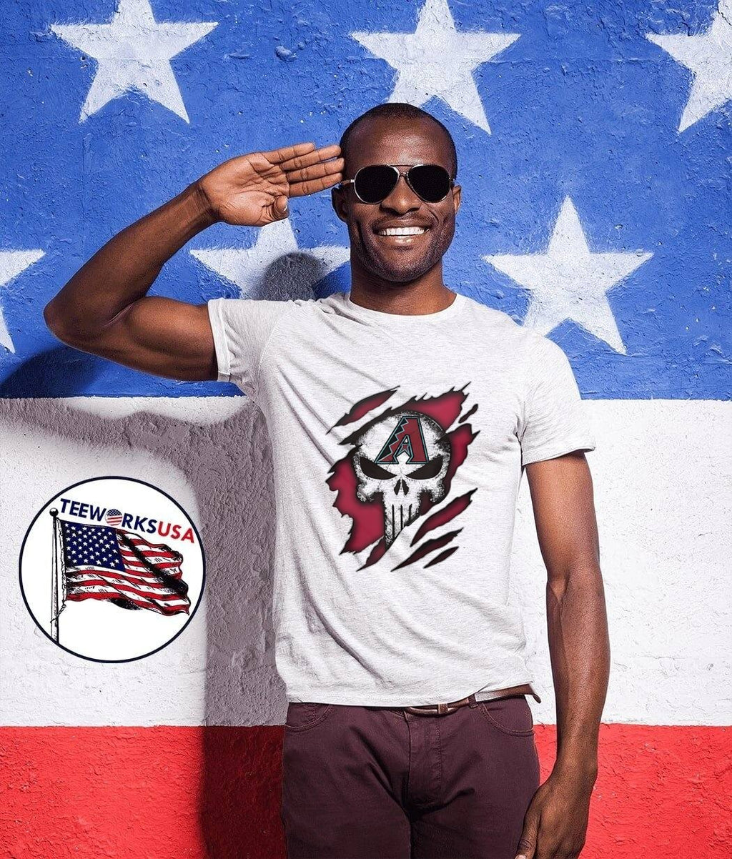 Arizona Diamondbacks Skull Ripped Through T-Shirt