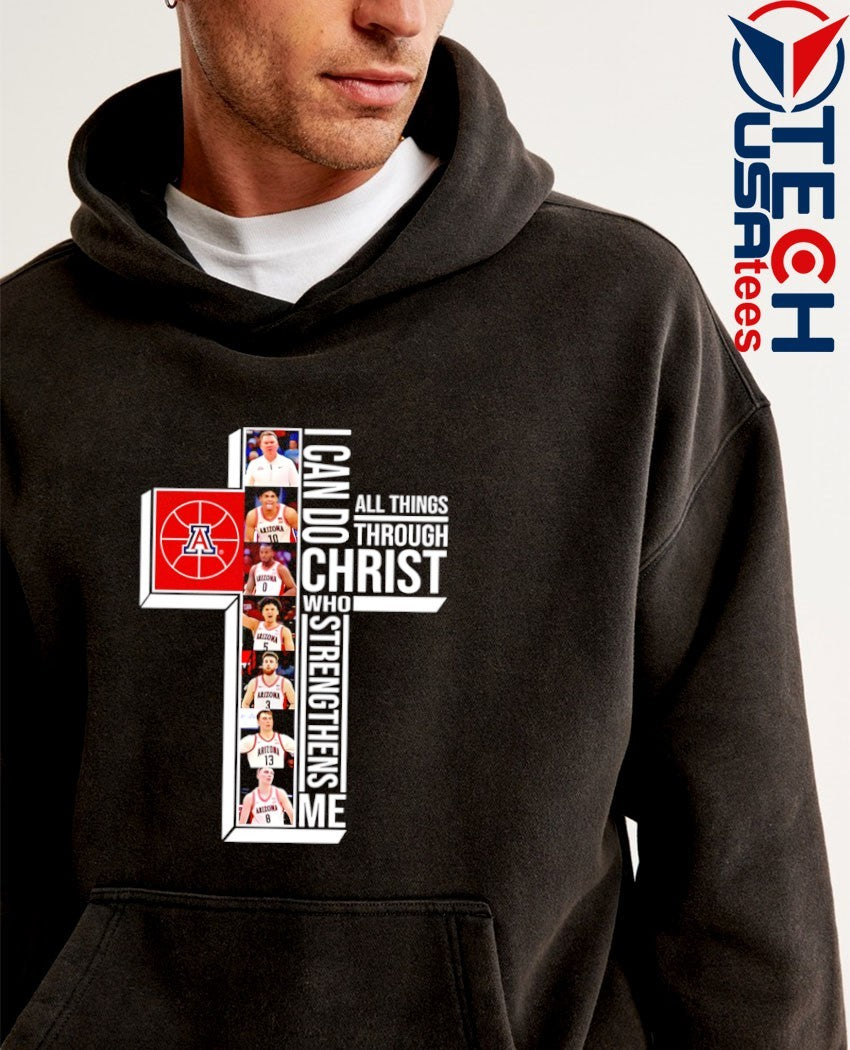 Arizona Wildcats players cross I can do all things through Christ who strengthens me shirt