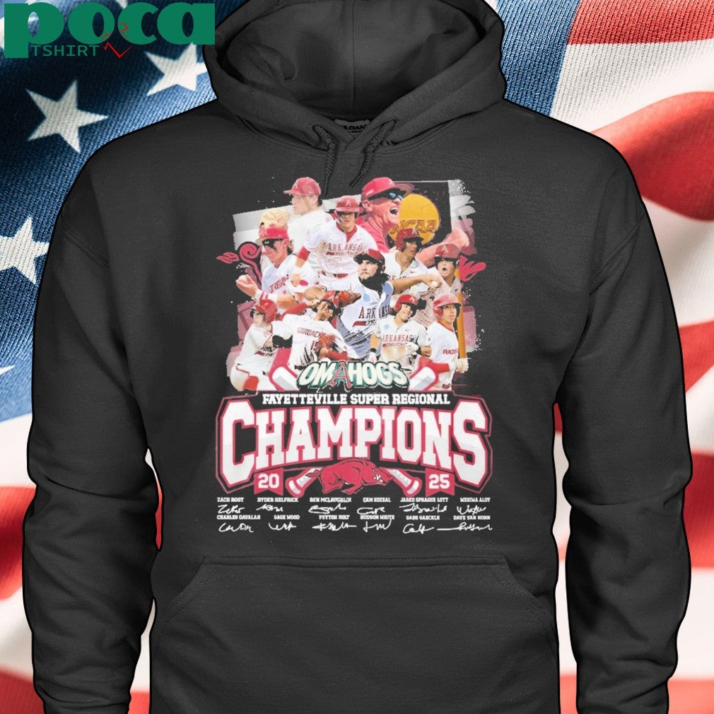 Arkansas Razorbacks Omahogs Fayetteville Super Regional Champions 2025 T-Shirt