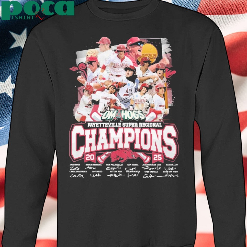 Arkansas Razorbacks Omahogs Fayetteville Super Regional Champions 2025 T-Shirt
