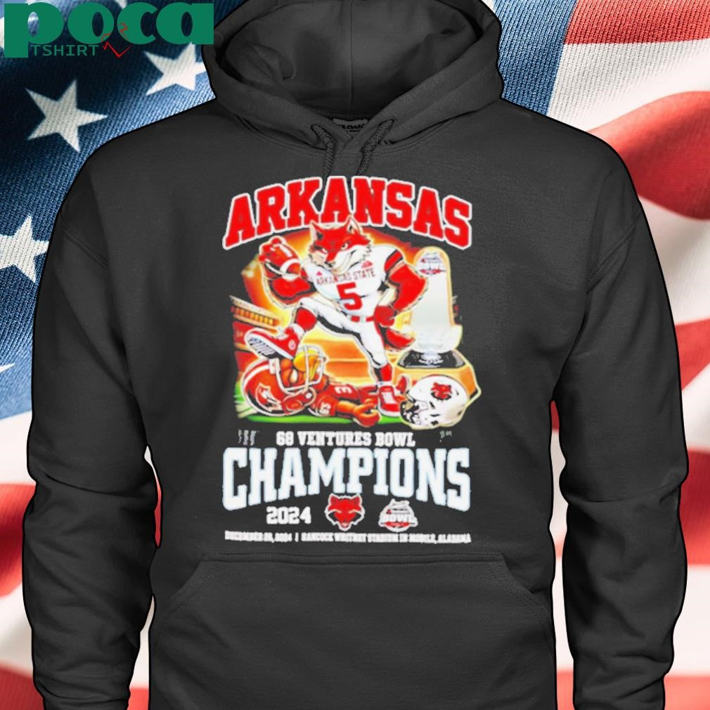 Arkansas State Red Wolves 2024 68 Ventures Bowl Champions mascot shirt