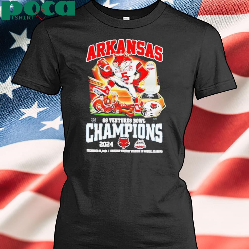 Arkansas State Red Wolves 2024 68 Ventures Bowl Champions mascot shirt