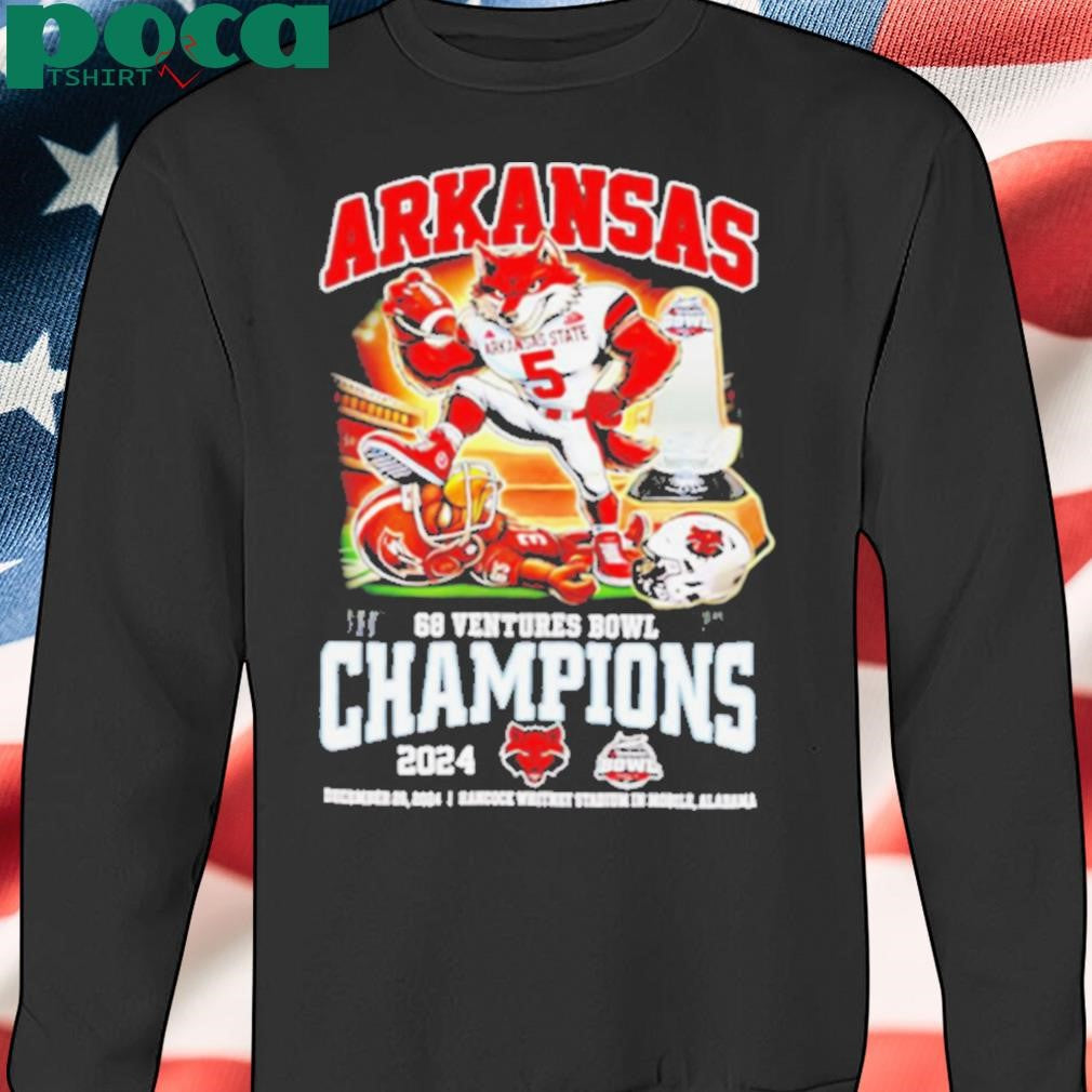Arkansas State Red Wolves 2024 68 Ventures Bowl Champions mascot shirt