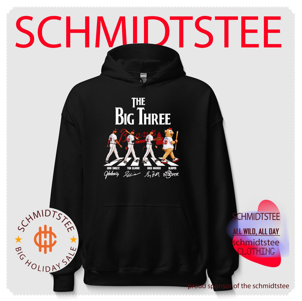 Atlanta Braves The Big Three John Smoltz Tom Glavine Greg Maddux and Blooper shirt