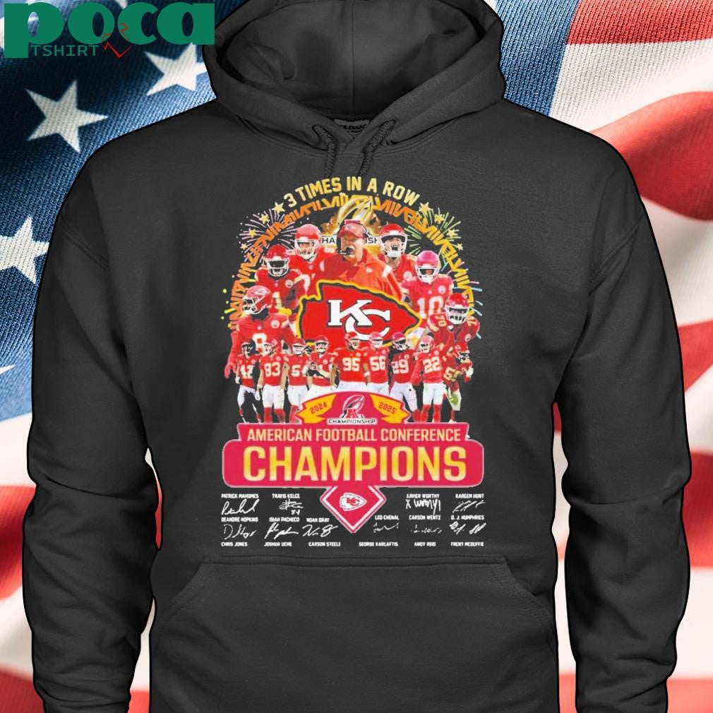 Authorized 3 Times In A Row American Football Conference Champions Kansas City Chiefs Shirt