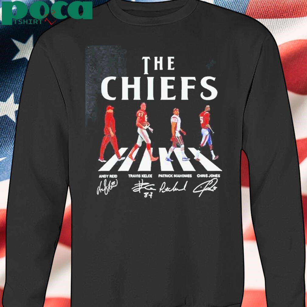 Authorized Chiefs Walking Abbey Road Andy Reid Travis Kelce Patrick Mahomes Chris Jones Signatures Shirt