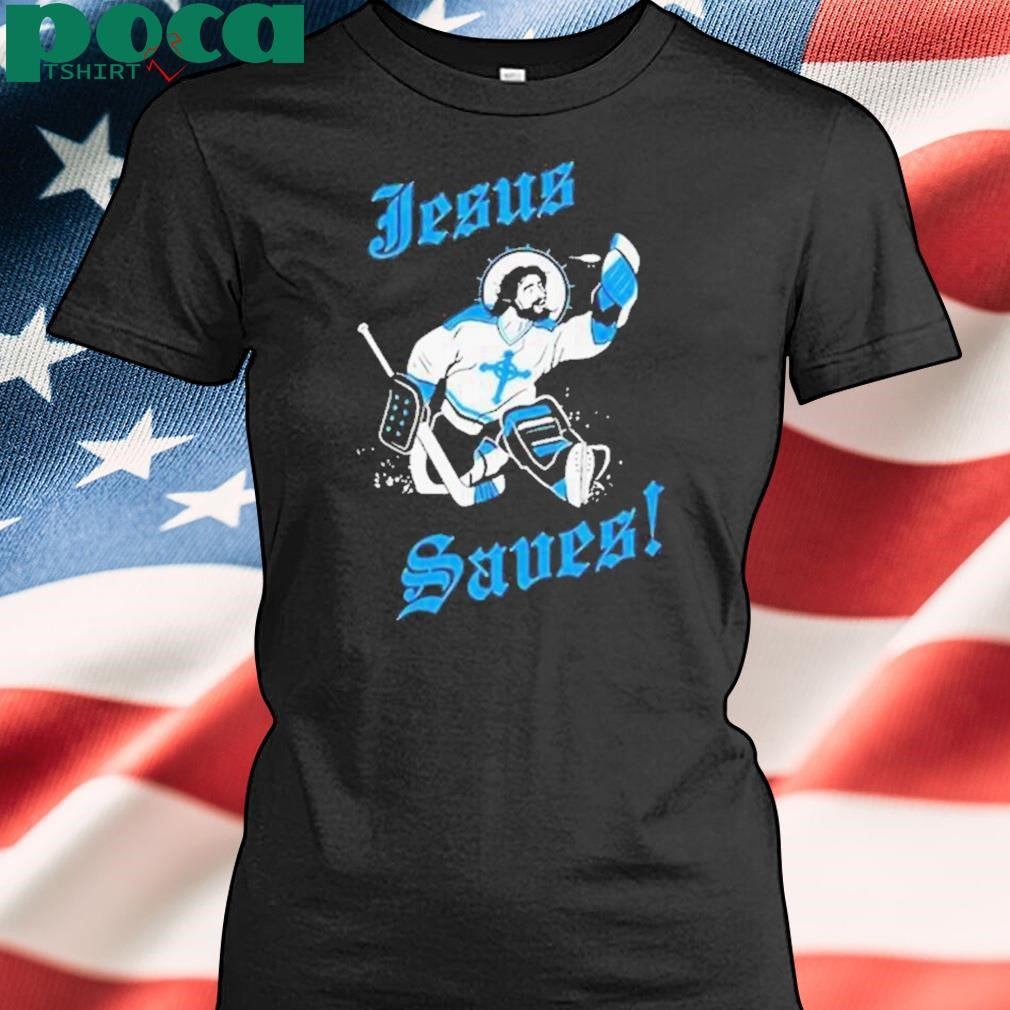 Authorized Jesus Plays Hockey Jesus Saves Christian Shirt