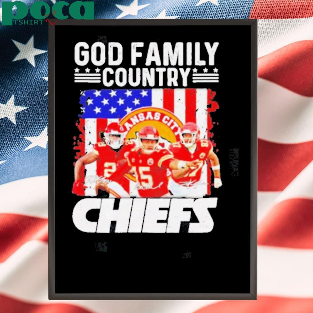 Authorized Kansas City Chiefs Patrick Mahomes god family country Chiefs signatures shirt