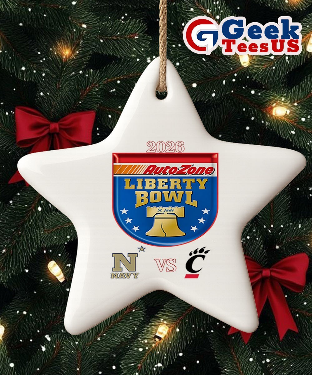 AutoZone Liberty Bowl 2026 Navy Midshipmen vs Cincinnati Bearcats logo Ornament