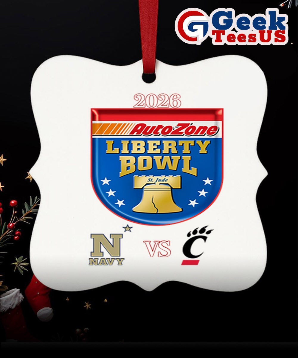 AutoZone Liberty Bowl 2026 Navy Midshipmen vs Cincinnati Bearcats logo Ornament