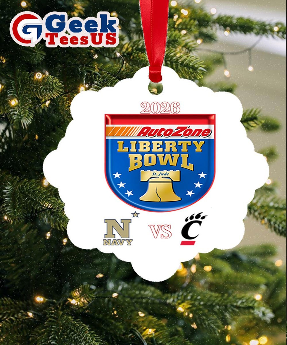 AutoZone Liberty Bowl 2026 Navy Midshipmen vs Cincinnati Bearcats logo Ornament