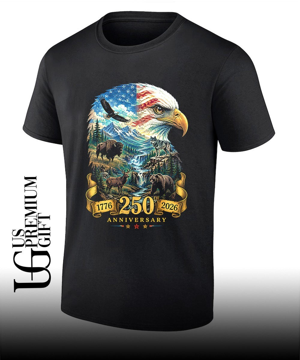 Bald Eagle American Bison Wolf Deer Bear 250th Anniversary 1776-2026 shirt