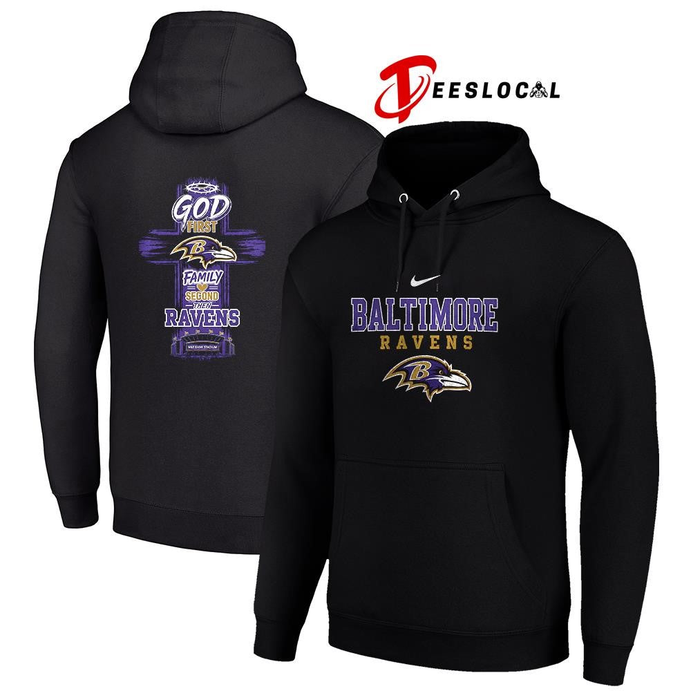 Baltimore Ravens God first family second cross shirt