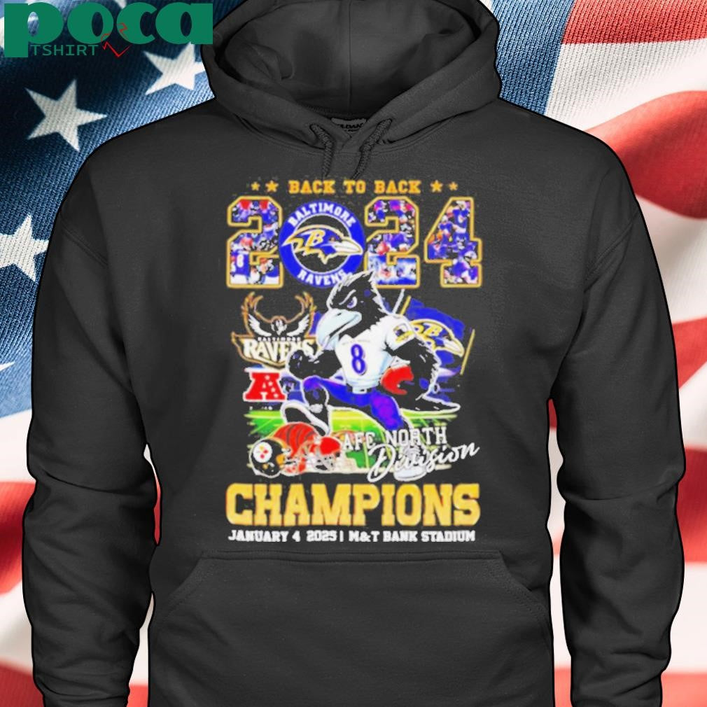 Baltimore Ravens back to back 2024 AFC North Division champions mascot shirt