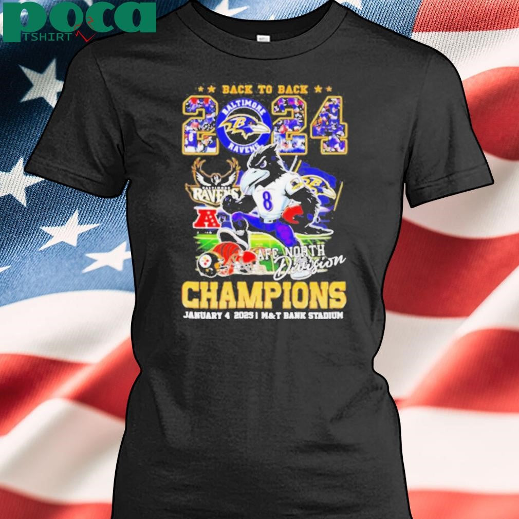 Baltimore Ravens back to back 2024 AFC North Division champions mascot shirt