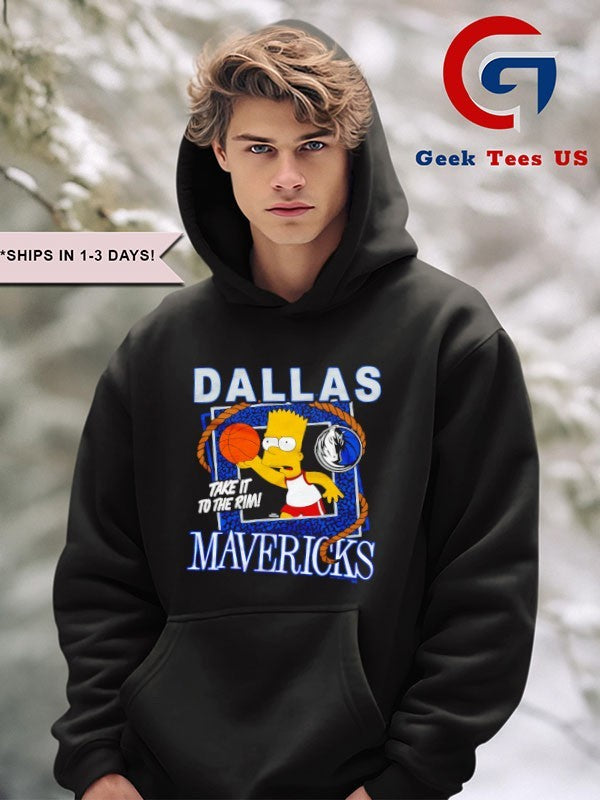 Bart Simpsons Dallas Mavericks NBA take it to the rim cartoon shirt